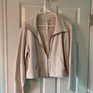 Lululemon Athletica Textured Cream Bomber Jacket